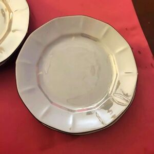 6 Pc.Vintage Mint "Victoria Czech "Blue Lusterware Porcelain Dessert Plates MCM